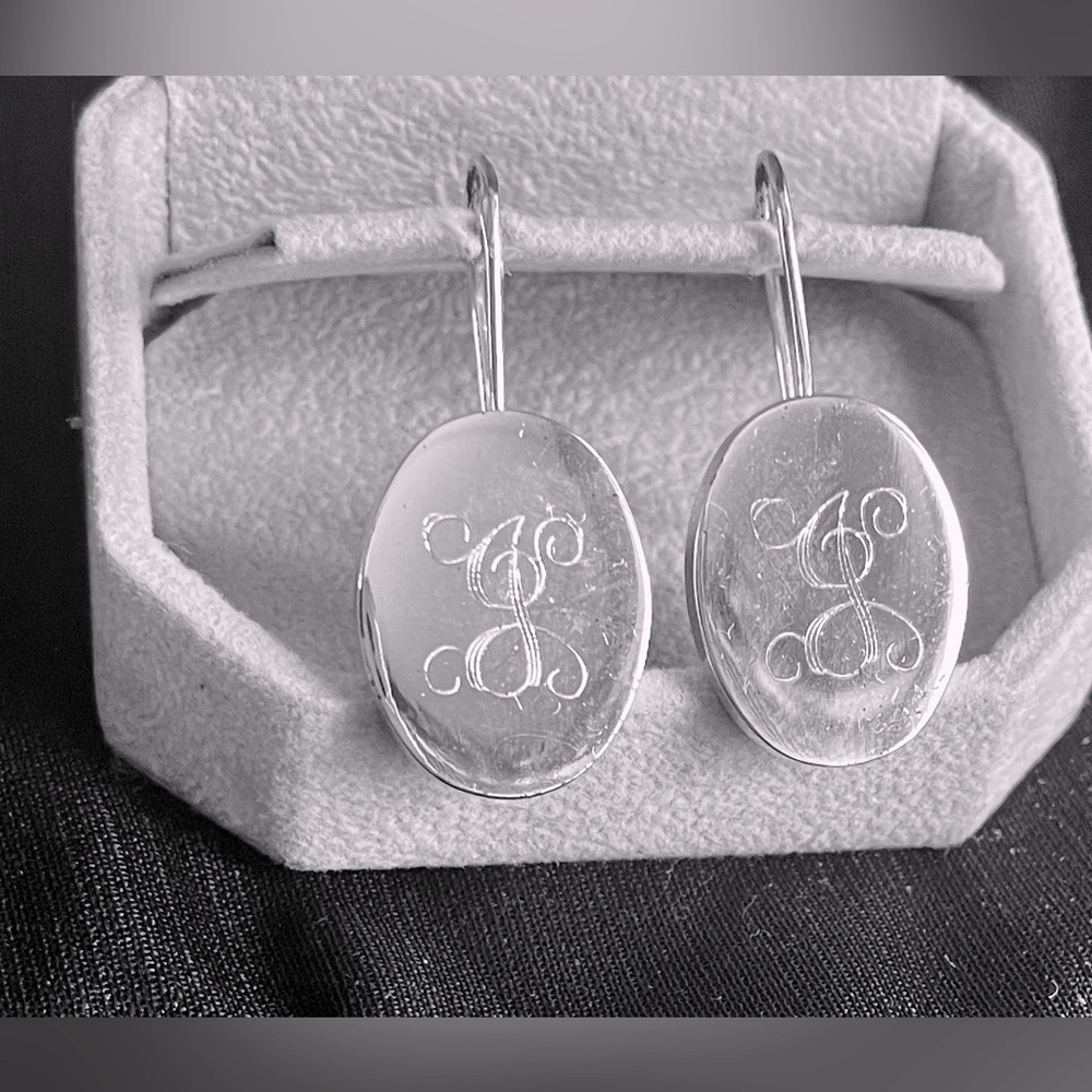 “J” mongramm solid sterling silver ,drop earrings